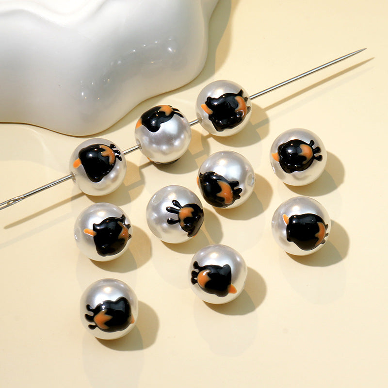 Wholesale Halloween Hand Painted Imitation Pearl ABS String Beads